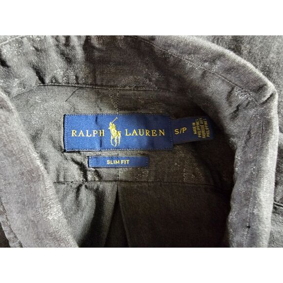 Ralph Lauren Slim Fit Paisley Grey Long Sleeve Men's Shirt - Small - Picture 7 of 8